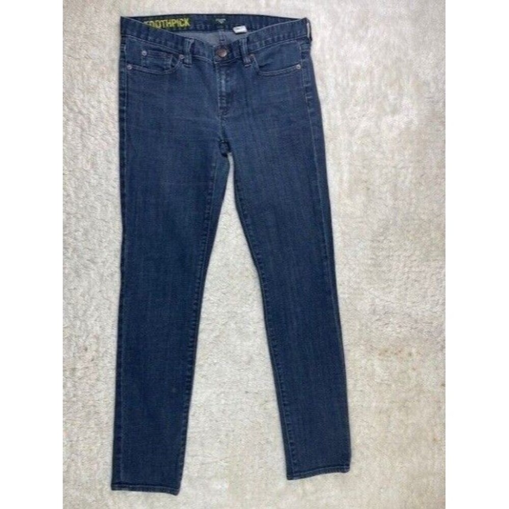 J Crew Size 30 Womens Jeans Toothpick Stretch Skinny Low Rise Dark Wash